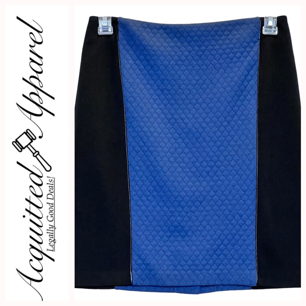 Laundry by Shelli Segal A-Line Quilted Faux Leather Trim Skirt